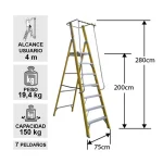 escalera plataforma 7 peldaños